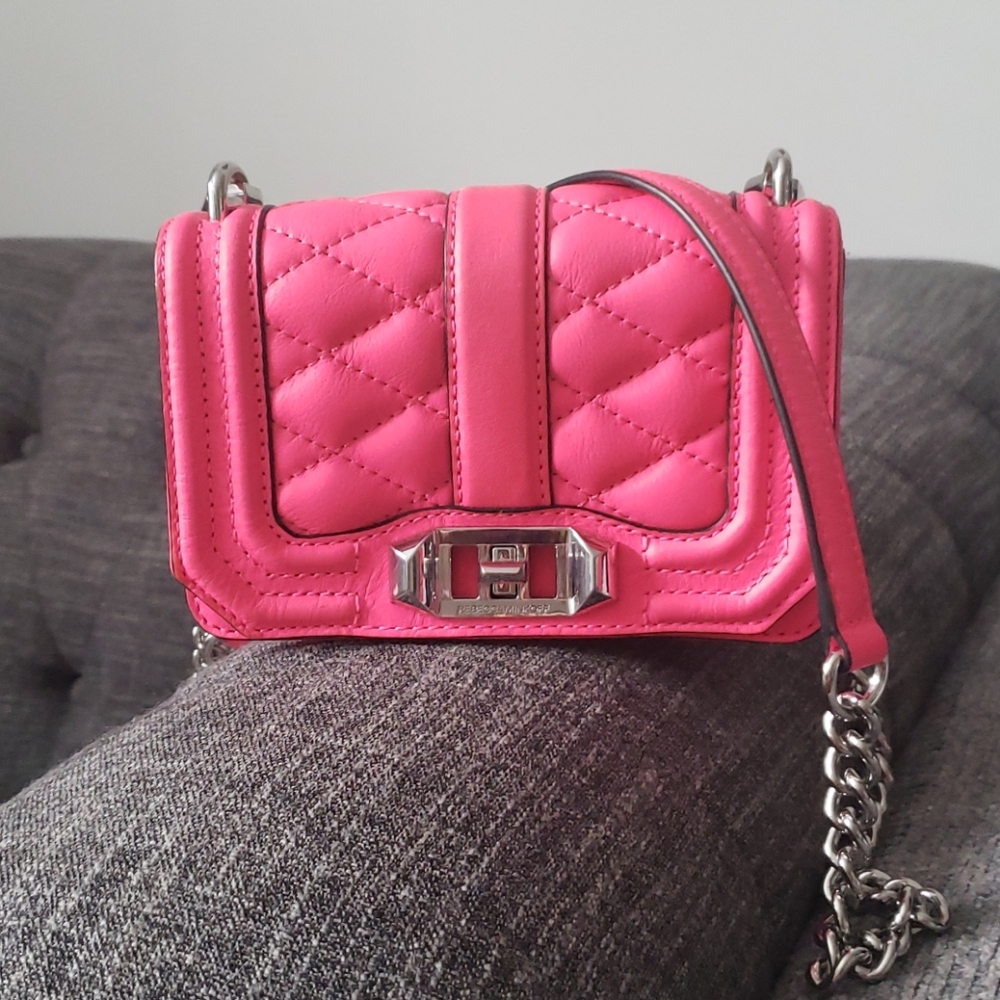 Rebecca Minkoff Barbie Pink Neon Pink Leather Shoulder Crossbody Bag